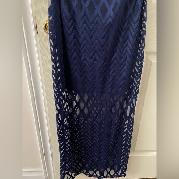 Of the shoulder long Navy Blue dress - Picture 3 of 4